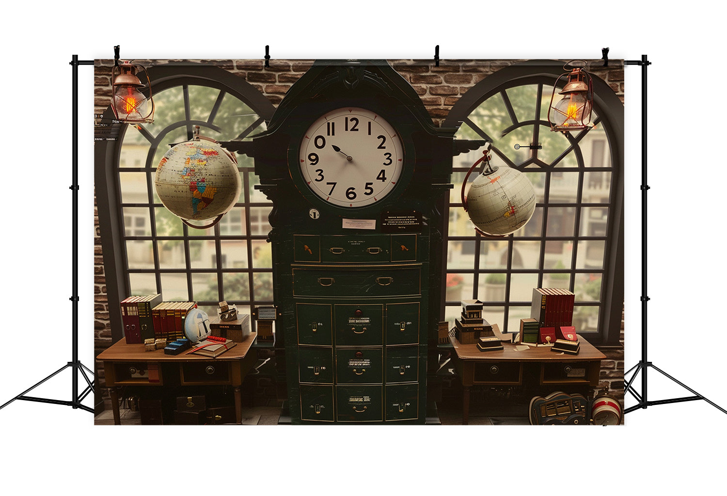 Classic Clock Window Back to School Backdrop RR7-223