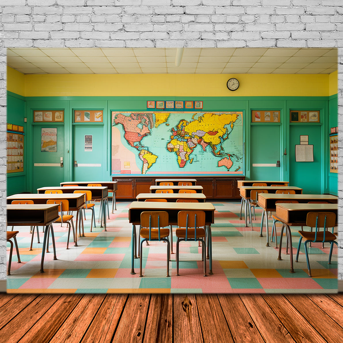 Back to School Green Classroom Backdrop RR7-224