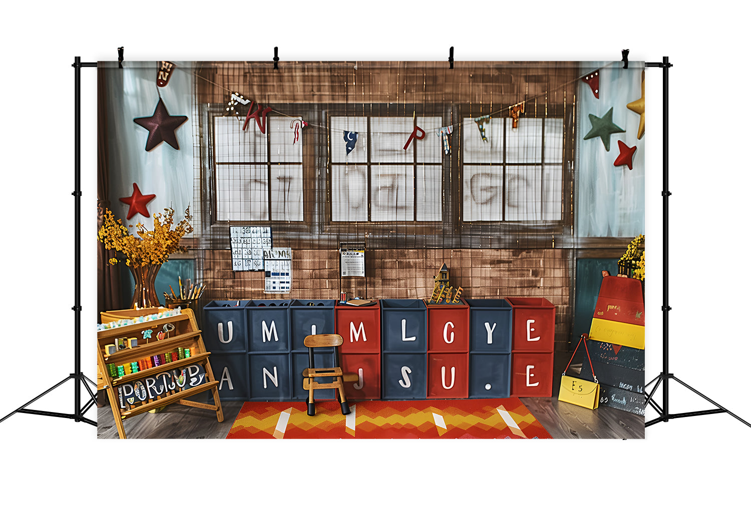 Back to School Alphabet Boxes Photography Backdrop RR7-225