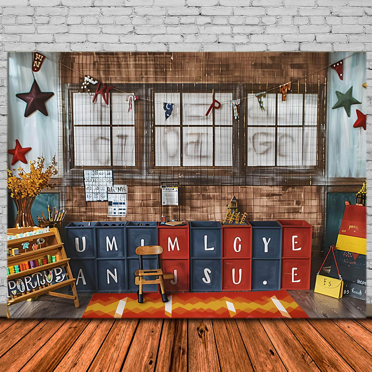 Back to School Alphabet Boxes Photography Backdrop RR7-225