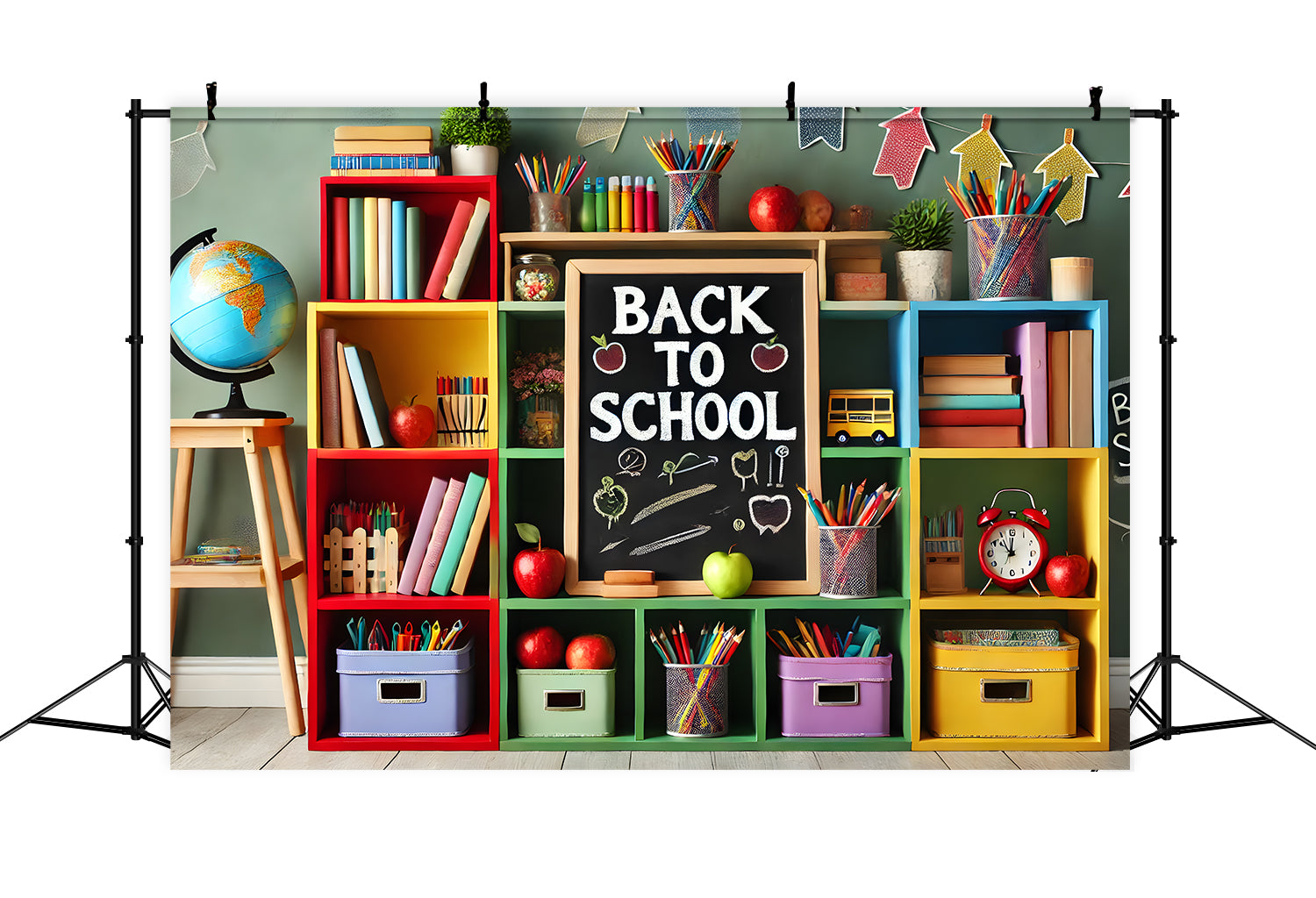 Back to School Storage Cabinet Backdrop RR7-232