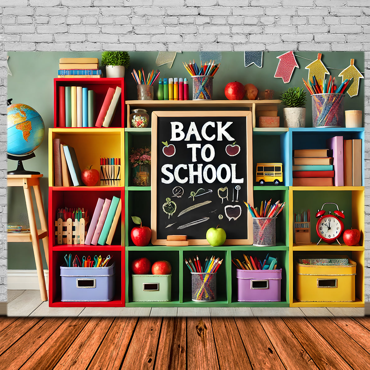 Back to School Storage Cabinet Backdrop RR7-232