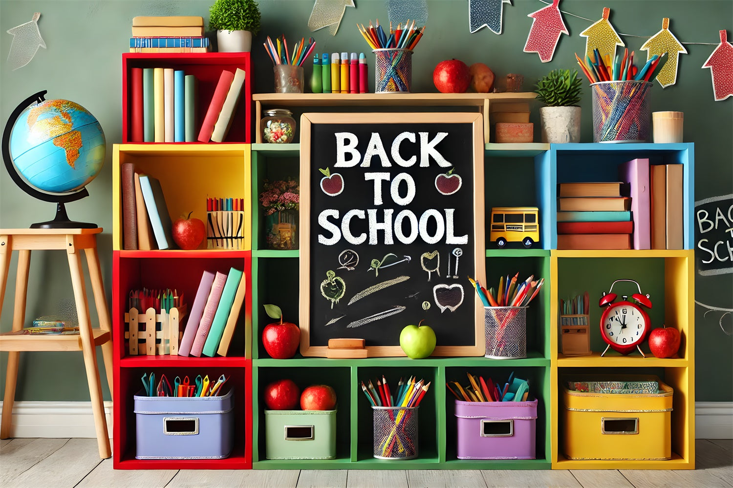 Back to School Storage Cabinet Backdrop RR7-232