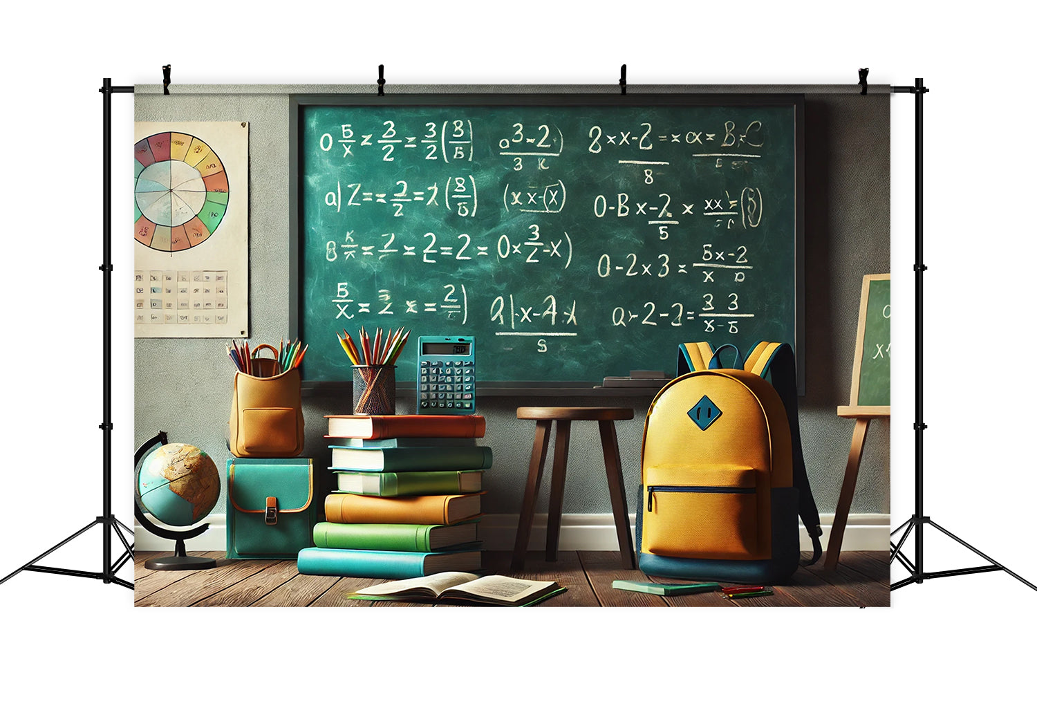 Back to School Equations Chalkboard Backdrop RR7-234