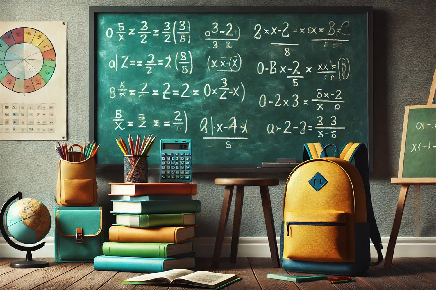 Back to School Equations Chalkboard Backdrop RR7-234