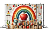 Back to School Rainbow Apples Backdrop RR7-235