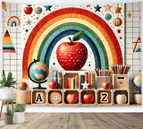 Back to School Rainbow Apples Backdrop RR7-235