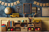 Pencils Globe Blackboard Back to School Backdrop RR7-236