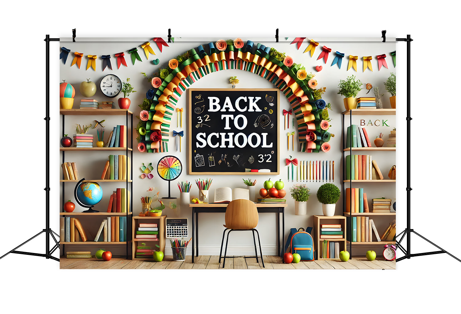 Back to School Decorated Study Room Backdrop RR7-237