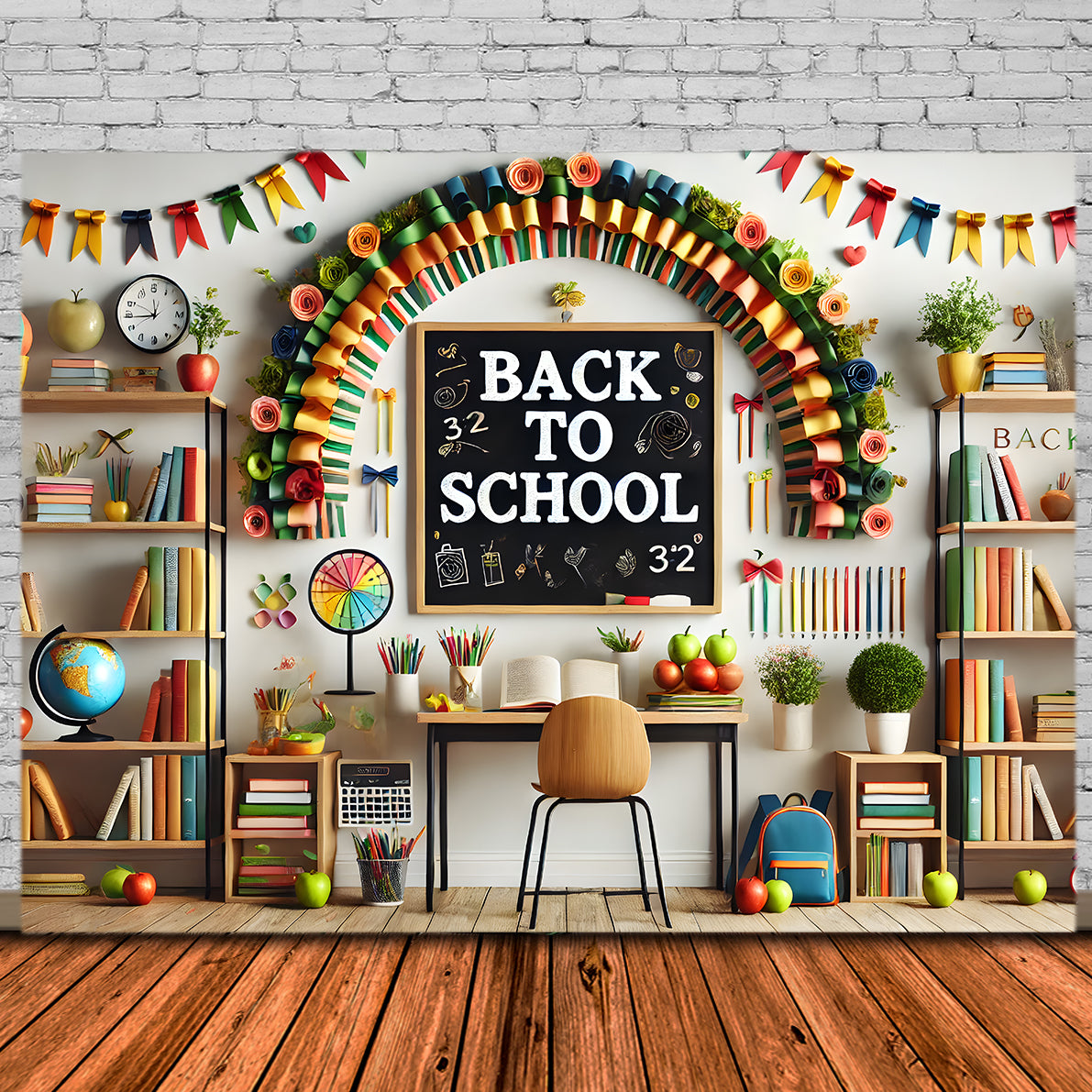 Back to School Decorated Study Room Backdrop RR7-237