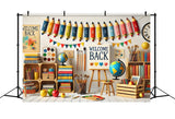 Crayon Brush Welcome Back to School Backdrop RR7-238