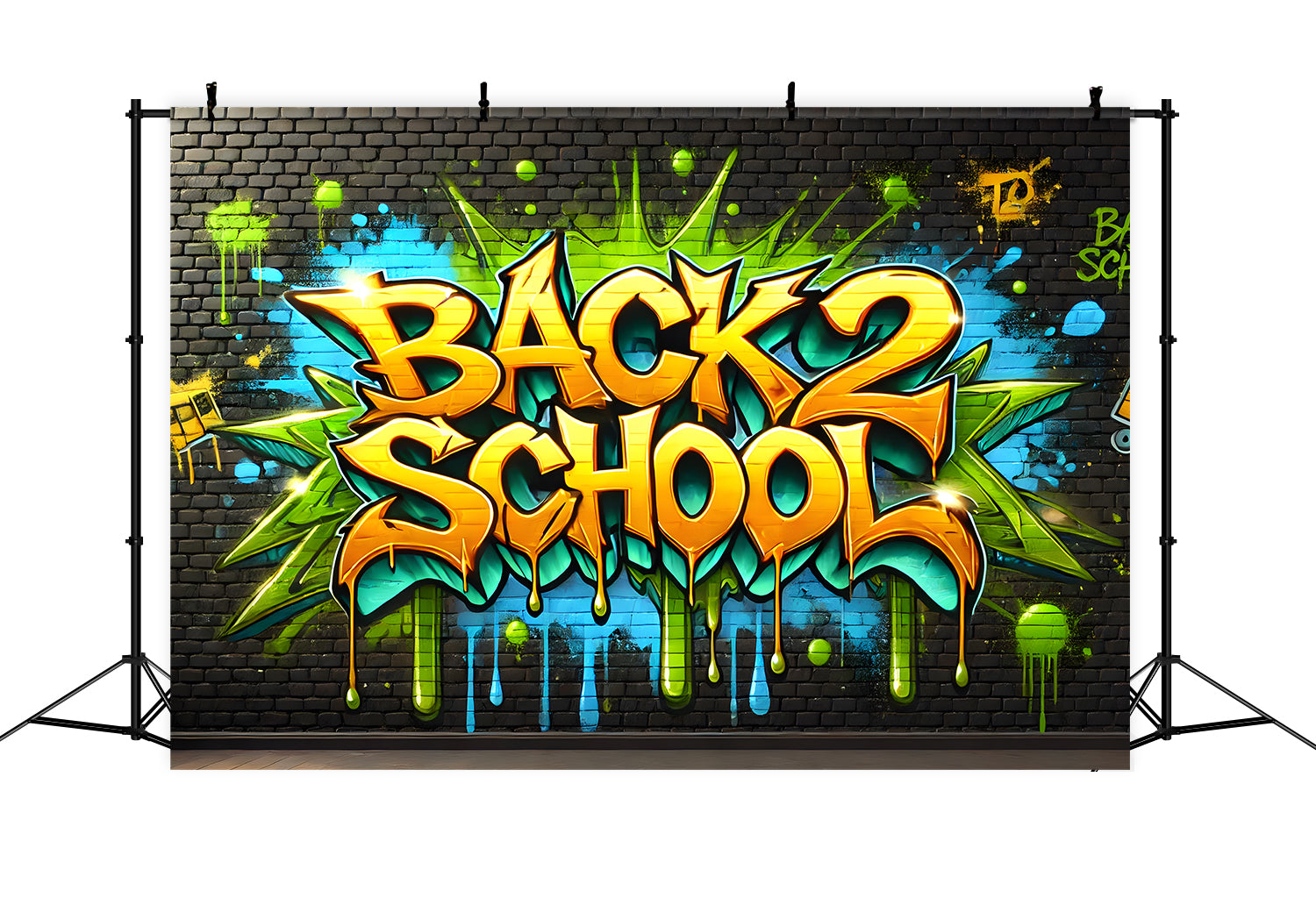 Back to School Brick Wall Graffiti Backdrop RR7-241