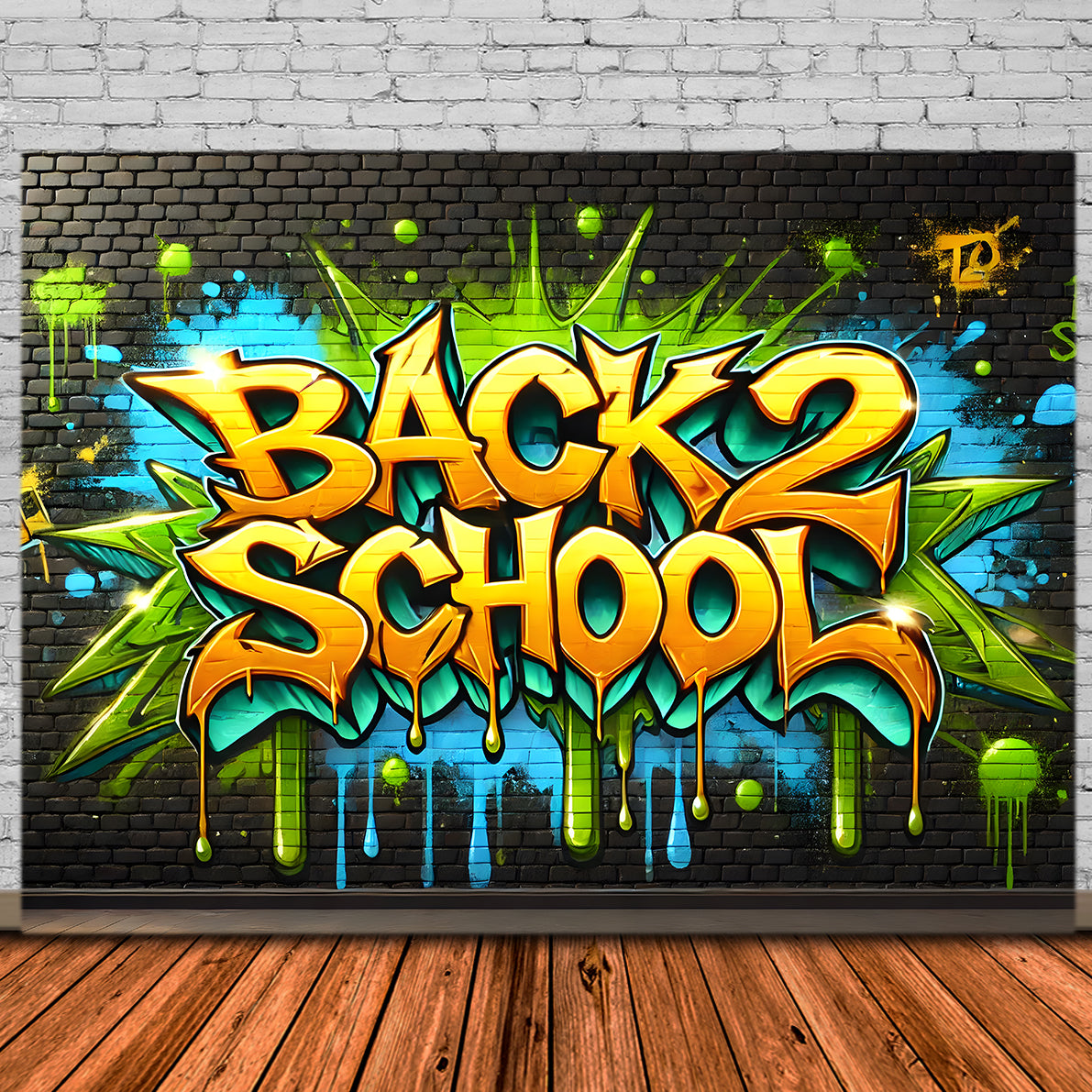 Back to School Brick Wall Graffiti Backdrop RR7-241