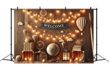 Glowing Lights Wood Back to School Backdrop RR7-243