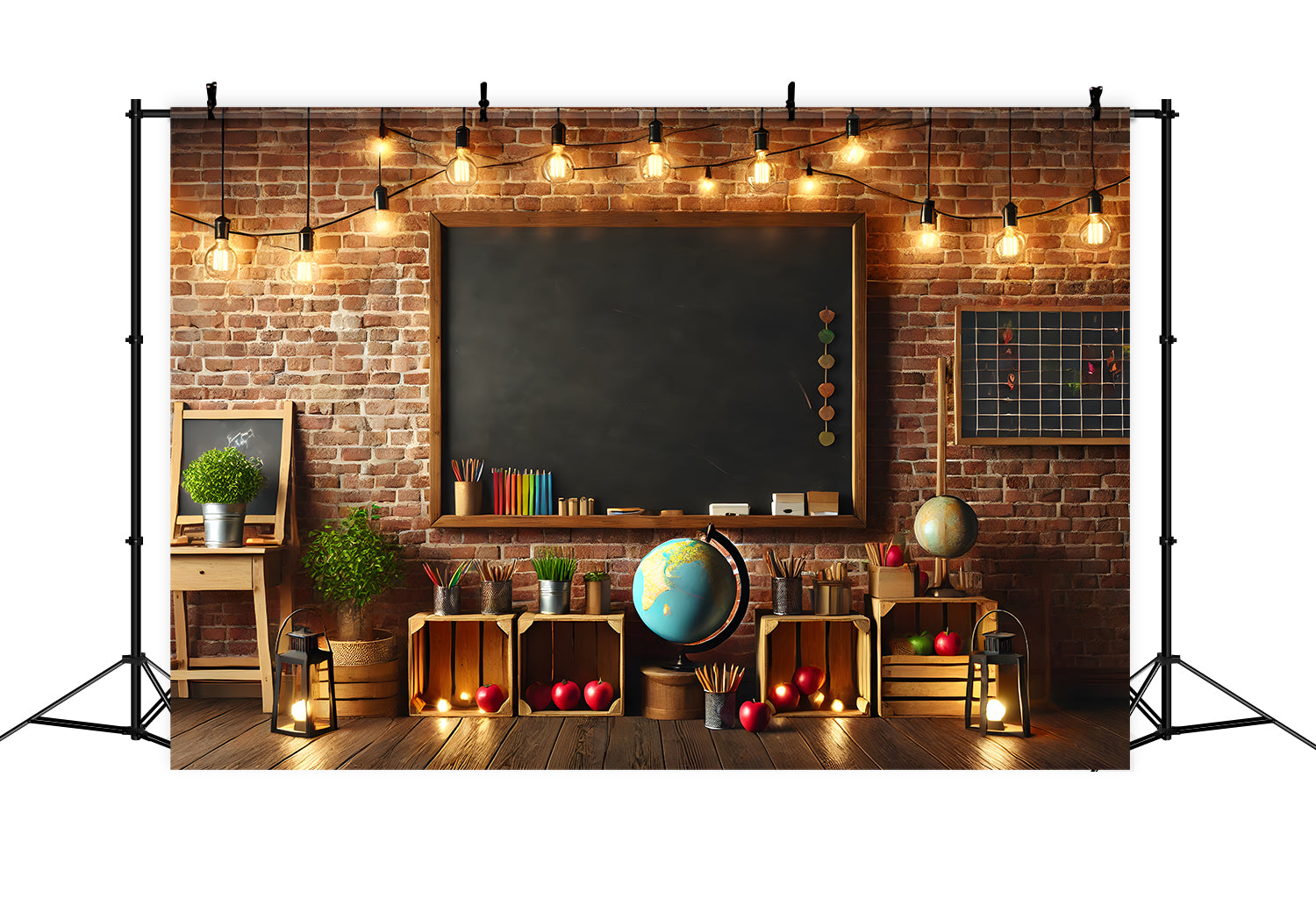 Brick Wall Blackboard Back to School Backdrop RR7-245