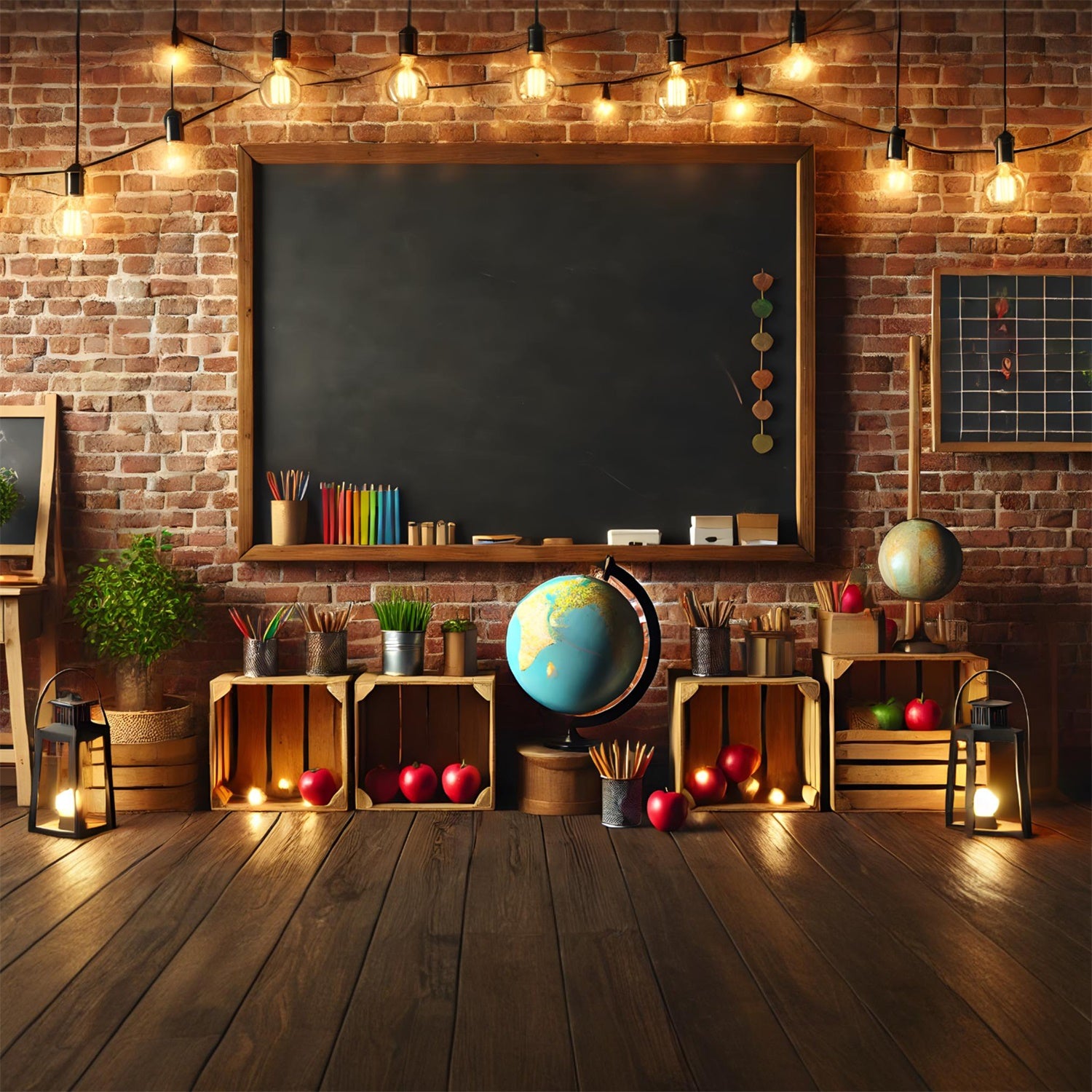 Brick Wall Blackboard Back to School Backdrop RR7-245