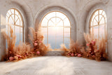 Fall Elegance Pampas Grass Floral Arch Backdrop RR7-248