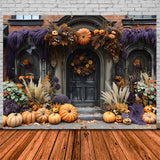 Halloween Pumpkin Lanterns Elegant Doorway Backdrop RR7-255