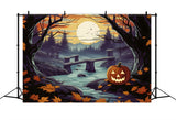 Halloween Pumpkin Enchanted Forest River Backdrop RR7-259