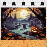 Halloween Pumpkin Enchanted Forest River Backdrop RR7-259