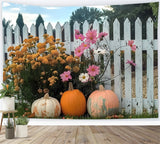 Fall Pumpkin Flower Garden Fence Backdrop RR7-261