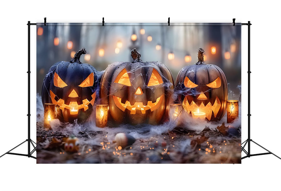 Halloween Pumpkin Lanterns Spooky Forest Backdrop RR7-262