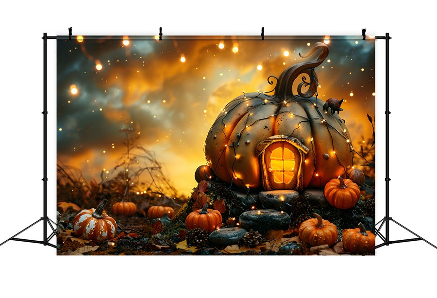 Halloween Enchanted Pumpkin House Backdrop RR7-265