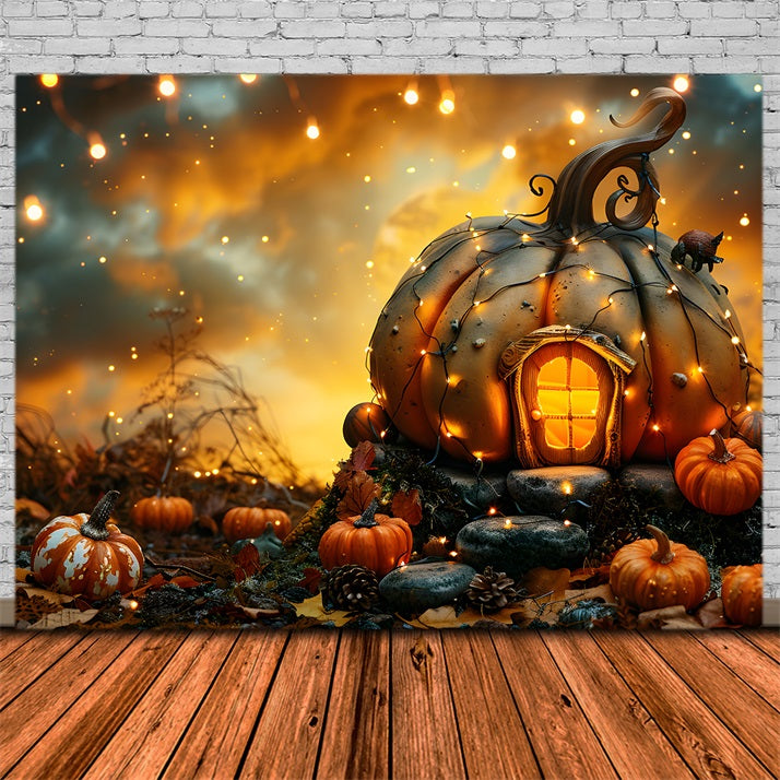 Halloween Enchanted Pumpkin House Backdrop RR7-265