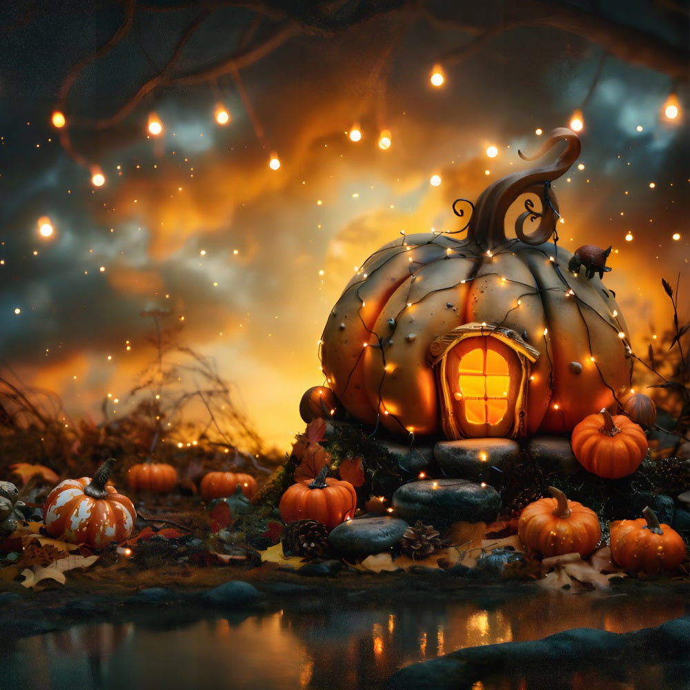 Halloween Enchanted Pumpkin House Backdrop RR7-265