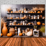 Autumn Pumpkin Jar Shelf Decor Backdrop RR7-267