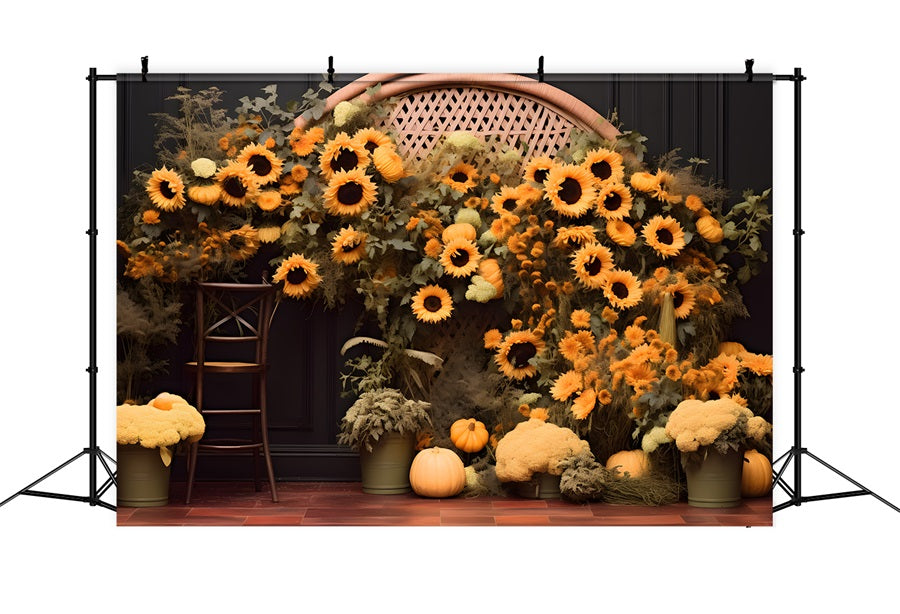 Autumn Sunflower Pumpkin Arch Backdrop RR7-268