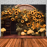 Autumn Sunflower Pumpkin Arch Backdrop RR7-268