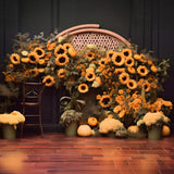 Autumn Sunflower Pumpkin Arch Backdrop RR7-268