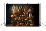 Rustic Autumn Harvest Pumpkin Floral Backdrop RR7-270