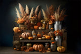 Rustic Autumn Harvest Pumpkin Floral Backdrop RR7-270