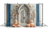 Halloween Pumpkin White Gothic Archway Backdrop RR7-272