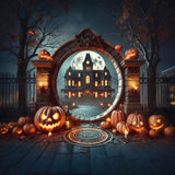 Halloween Pumpkin Haunted Mansion Archway Backdrop RR7-275