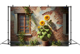 Sunflower Ivy Rustic Brick Wall Backdrop RR7-276