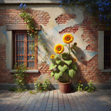 Sunflower Ivy Rustic Brick Wall Backdrop RR7-276