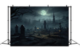 Halloween Spooky Night Graveyard Tombstones Backdrop RR7-28