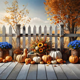 Fall Harvest Floral Pumpkin Picket Fence Backdrop RR7-280