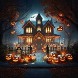 Halloween Pumpkin Lanterns Haunted House Backdrop RR7-281