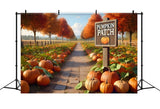 Pumpkin Patch Pathway Autumn Trees Backdrop RR7-282