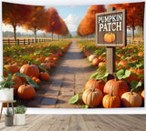 Pumpkin Patch Pathway Autumn Trees Backdrop RR7-282