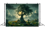 Halloween Enchanted Graveyard Tree Backdrop RR7-286