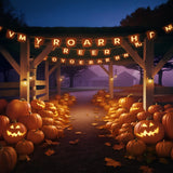 Halloween Pumpkin Festive Barn Pathway Backdrop RR7-288