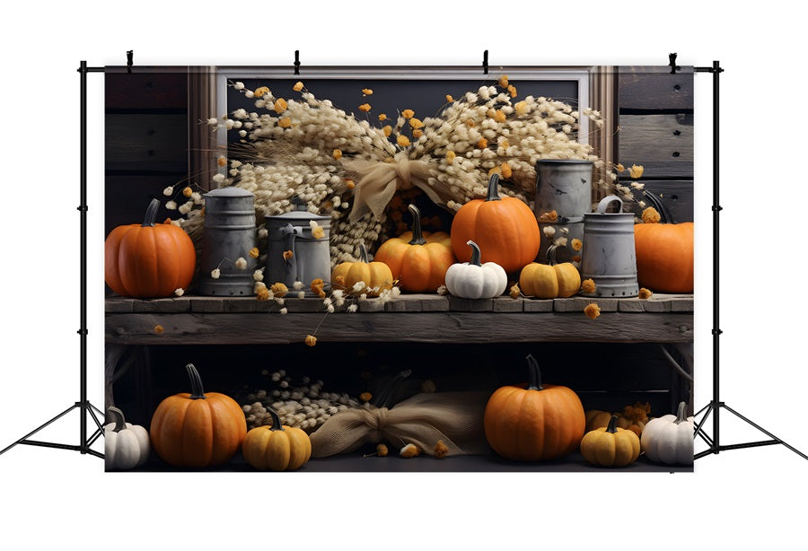 Rustic Autumn Pumpkin Wheat Bundle Backdrop RR7-289