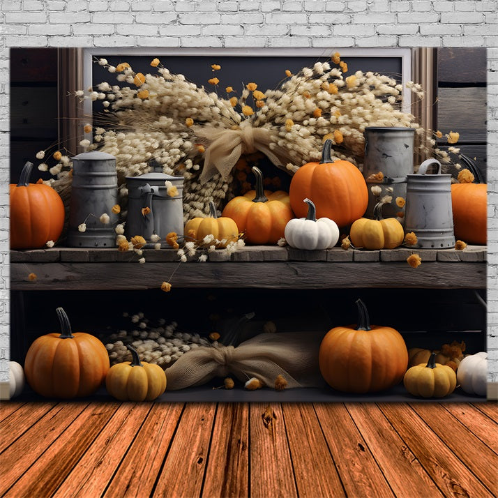 Rustic Autumn Pumpkin Wheat Bundle Backdrop RR7-289