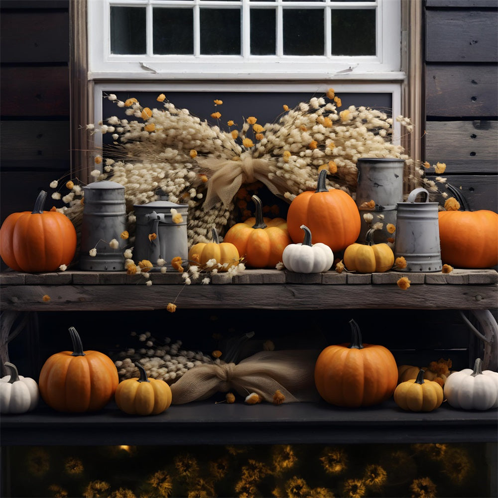 Rustic Autumn Pumpkin Wheat Bundle Backdrop RR7-289