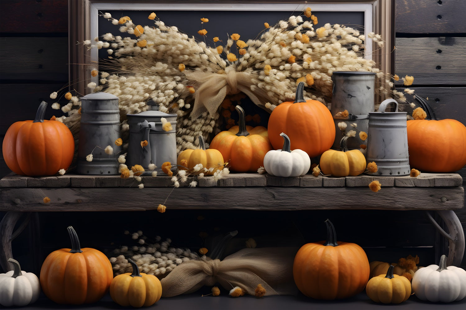 Rustic Autumn Pumpkin Wheat Bundle Backdrop RR7-289